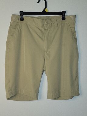 Hallstatt 10-Inch Stretch Cationic Flat Front Shorts, W34, Khaki, VGUC